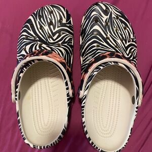 Zebra/leopard crocs